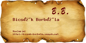 Bicsák Borbála névjegykártya